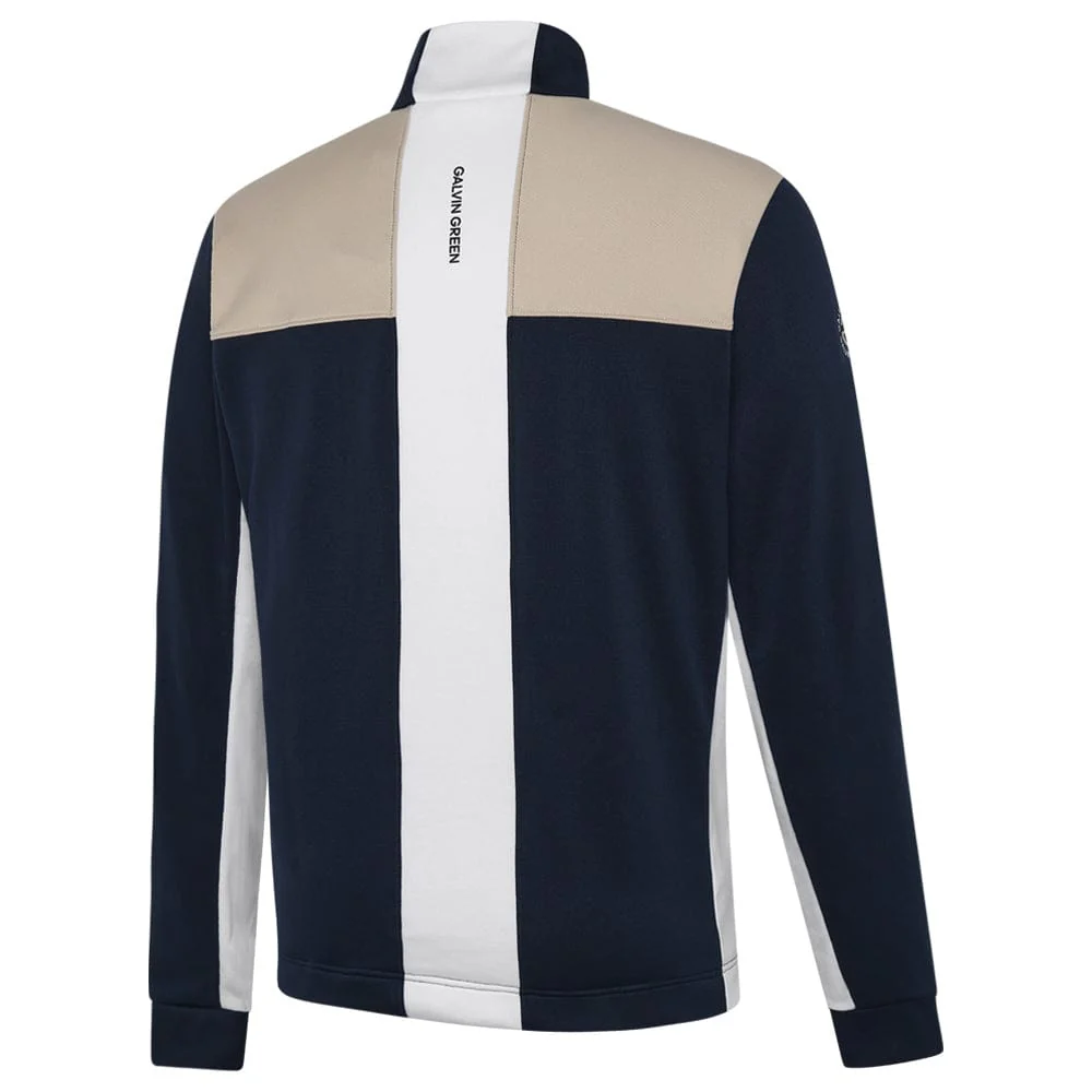 Galvin Green Dean 1/4 Zip Pullover - Sand/Navy/White - Image 2