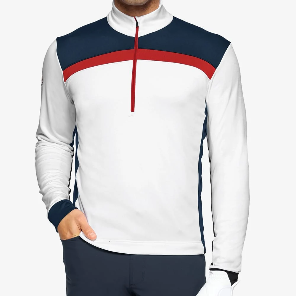 Galvin Green Dean 1/4 Zip Pullover - White/Navy/Red - Image 5