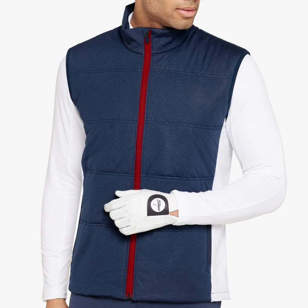 Galvin Green Lennox Windproof Water Resistant Gilet - Navy/White/Red - Image 3