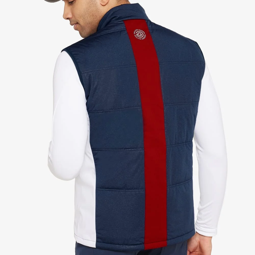 Galvin Green Lennox Windproof Water Resistant Gilet - Navy/White/Red - Image 4