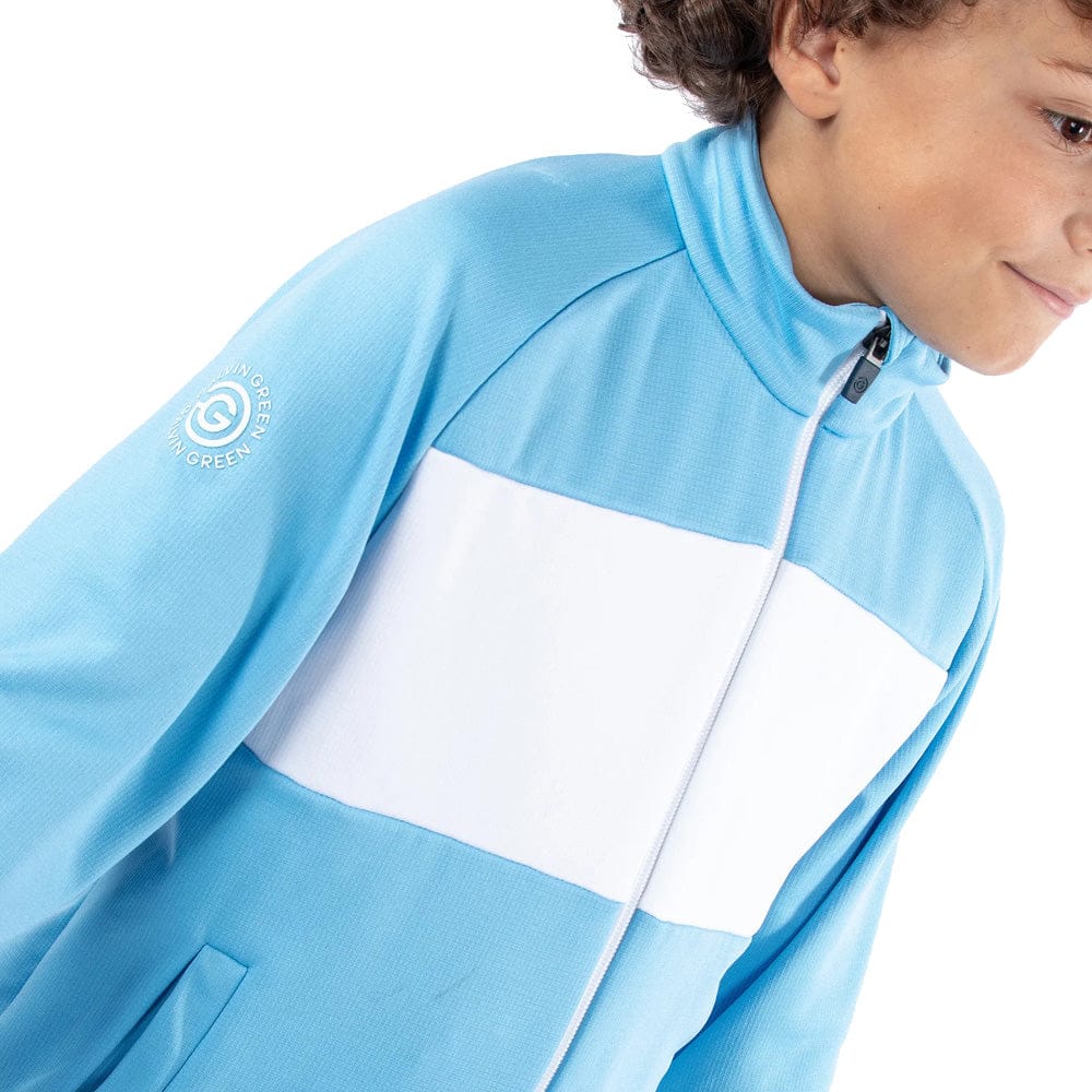 Galvin Green Rex Junior Full Zip Top - Alaskan Blue/White - Image 6