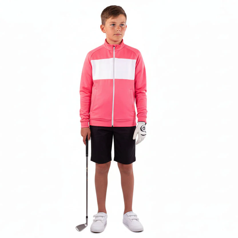 Galvin Green Rex Junior Full Zip Top - Camelia Rose/White - Image 4