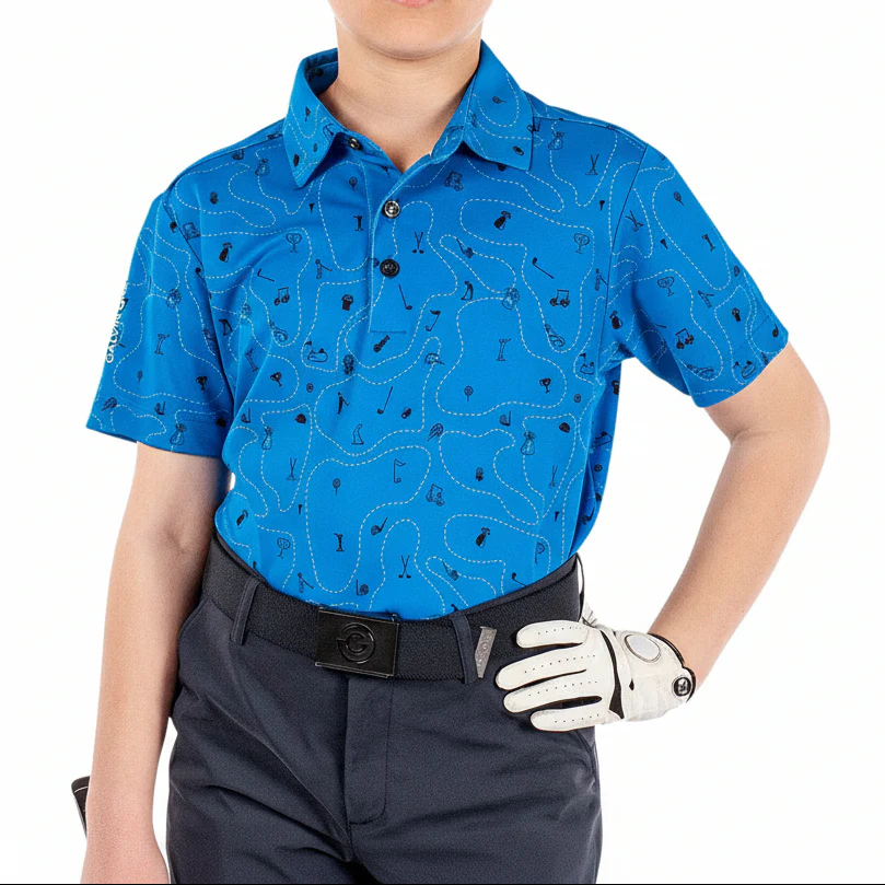 Galvin Green Junior Rowan Polo Shirt - Blue/Navy - Image 3