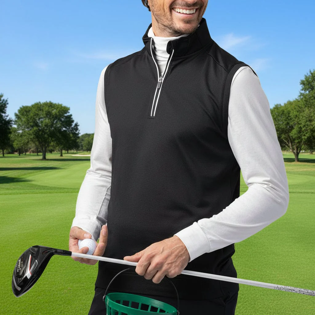 Glenmuir Applecross 1/4 Zip Gilet - Black/White - Image 4