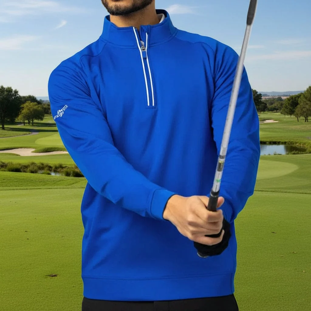 Glenmuir Esk 1/4 Zip Pullover - Ascot Blue/White - Image 4