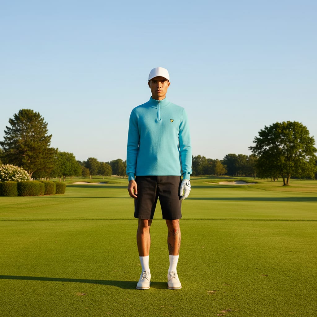 Lyle & Scott Golf Quarter Zip Jumper - Aquamarine Blue - Image 4