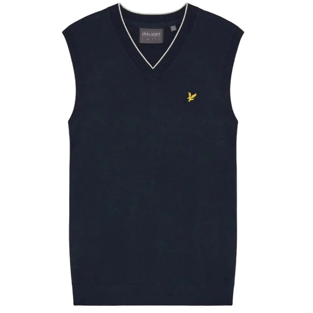 Lyle & Scott Golf V Neck Light Weight Vest - Dark Navy
