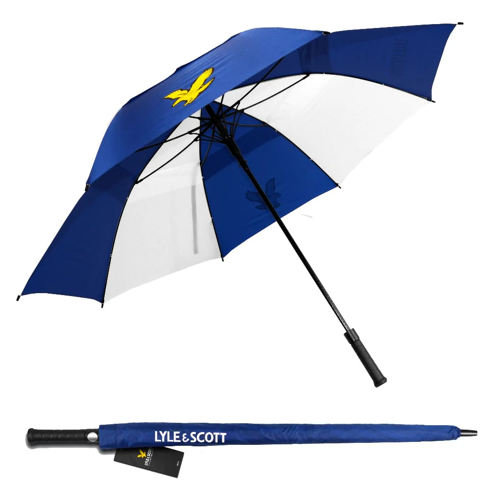 Lyle & Scott Wind Proof Umbrella - White/Blue - Image 3