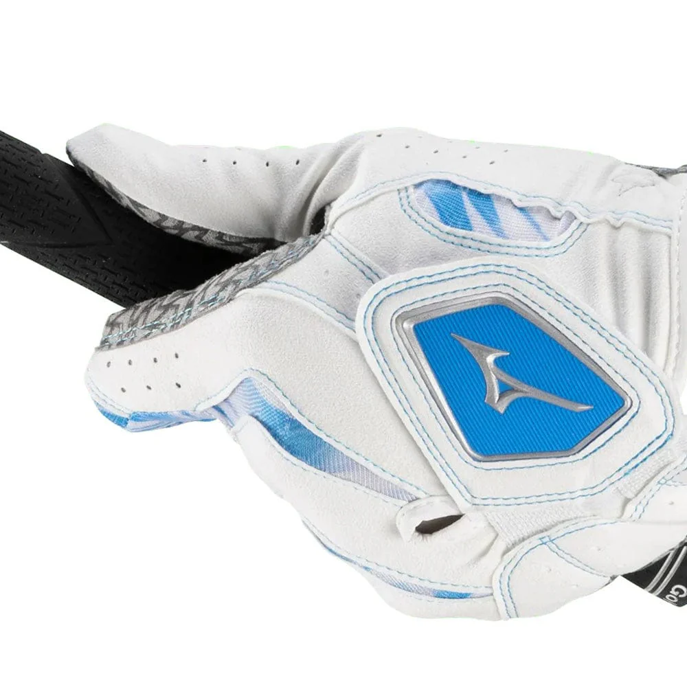 Mizuno Double Grip Glove RH - White/Blue - Image 3