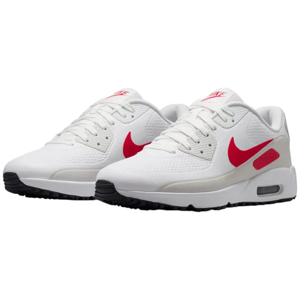 Nike Air Max 90 G Waterproof Spikeless Shoes - White/Fire Red/Photon Dust/Midnight Navy - Image 2