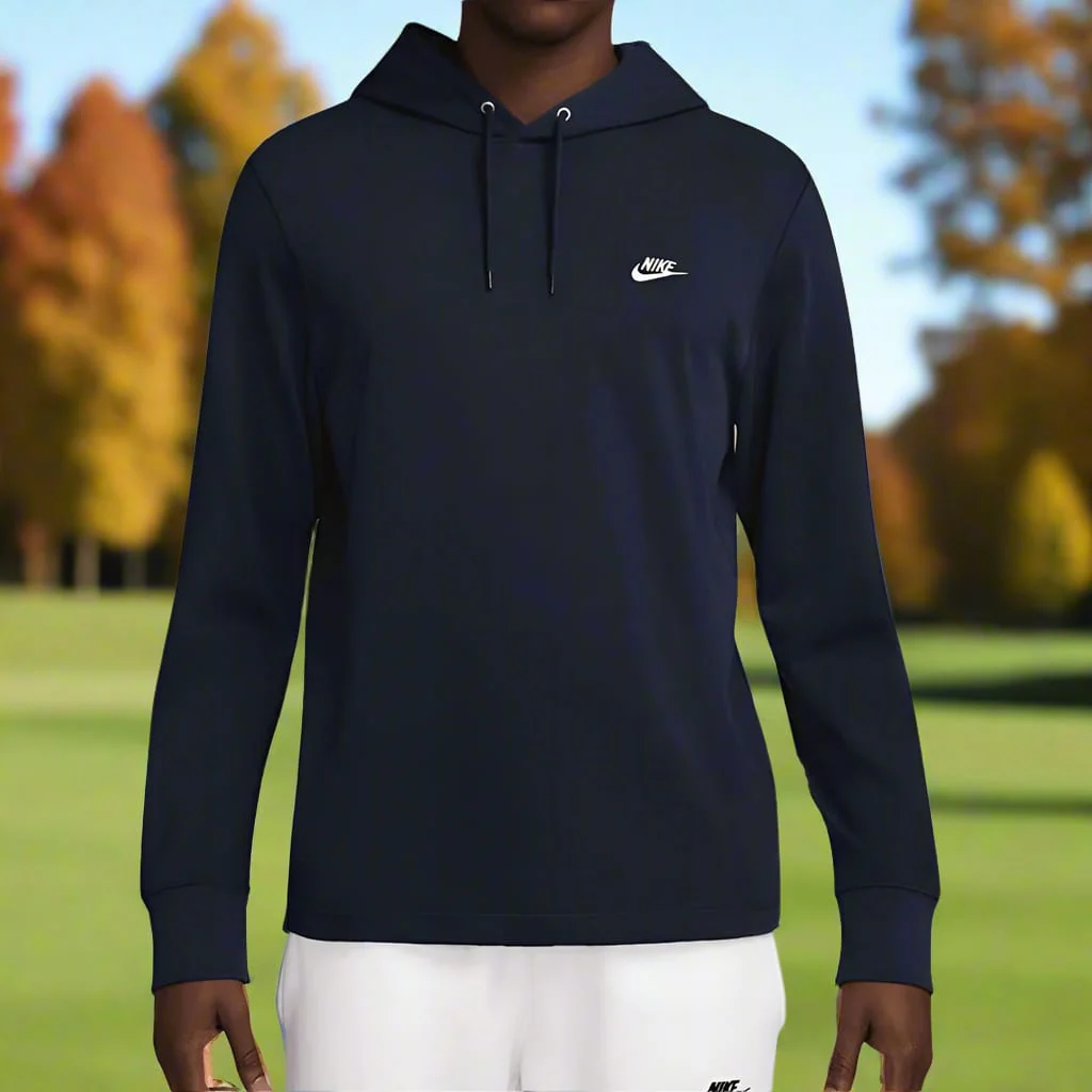 Nike Club Knit Hoodie - Obsidian/White - Image 4