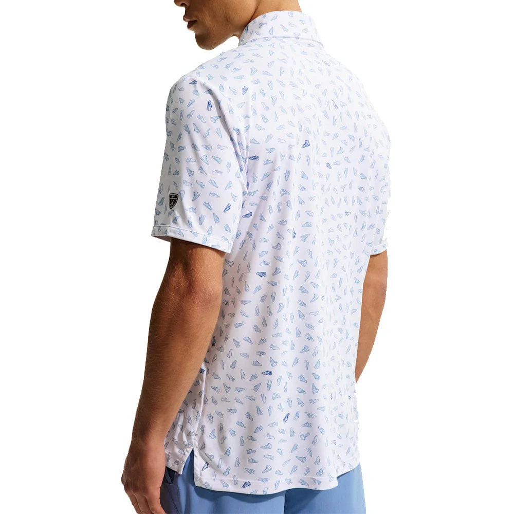 Nike Dri-Fit Par 5 Shoe Print Polo Shirt - White/Work Blue - Image 3