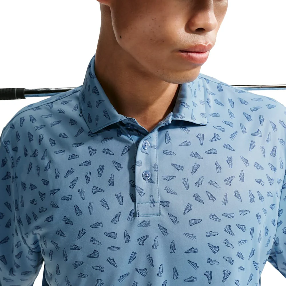 Nike Dri-Fit Par 5 Shoe Print Polo Shirt - Work Blue/Work Blue - Image 3
