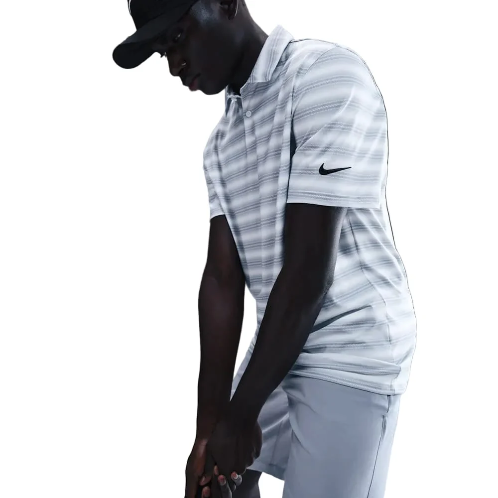 Nike Dri-Fit Velocity Stripe Polo Shirt - White/White/Black - Image 3