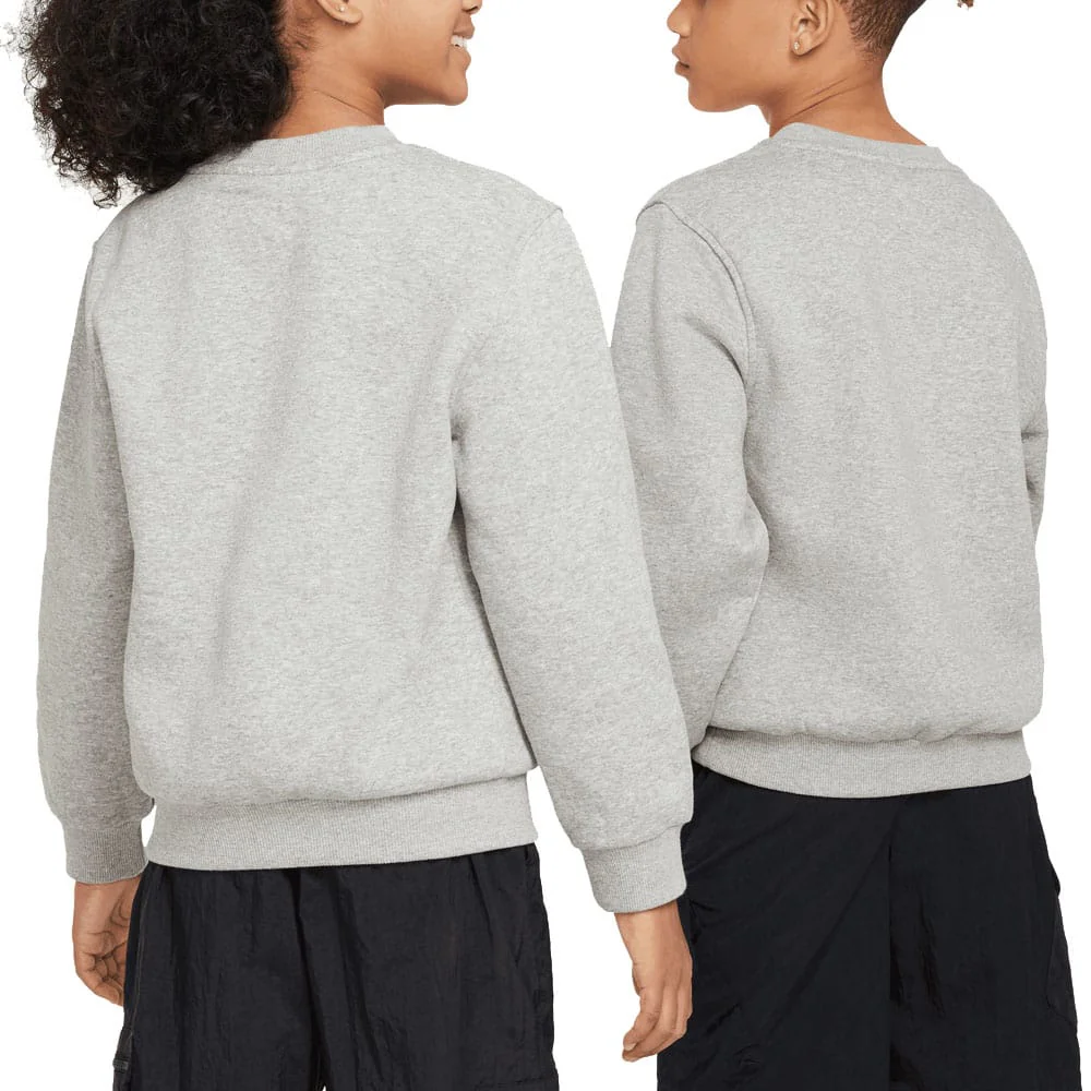 Nike Junior Sportswear Club Fleece Crew Neck Pullover - Dark Grey Heather/White - Image 3