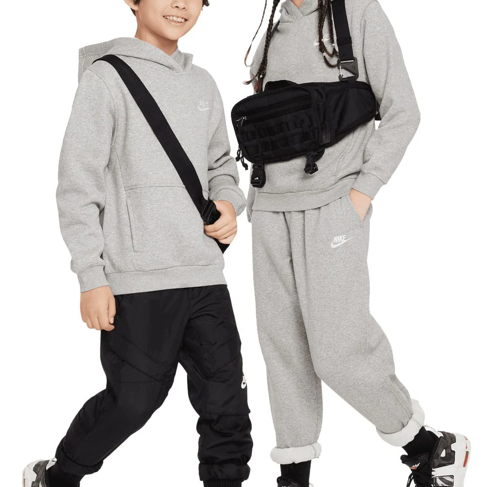 Nike Junior Sportswear Club Fleece Hoodie - Dark Grey Heather/White - Image 4