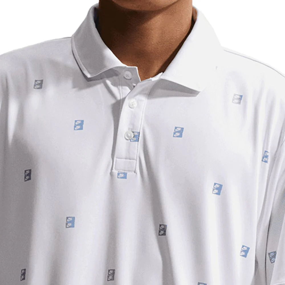 Nike Dri-Fit Par 5 Icon Stack Polo Shirt - White/Work Blue - Image 4
