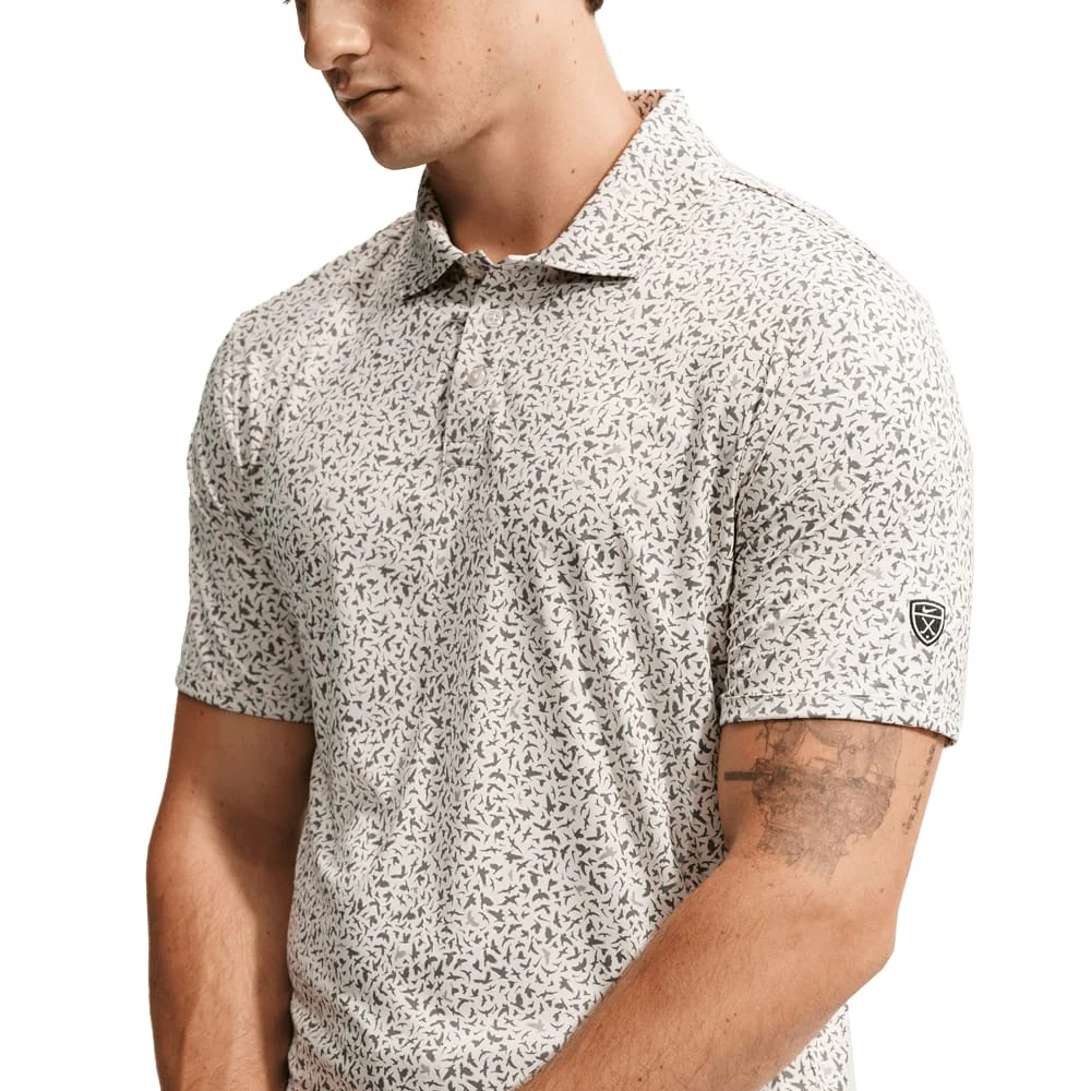 Nike Par Dri-Fit Microprint Birds Polo Shirt - Light Orewood Brn - Image 4
