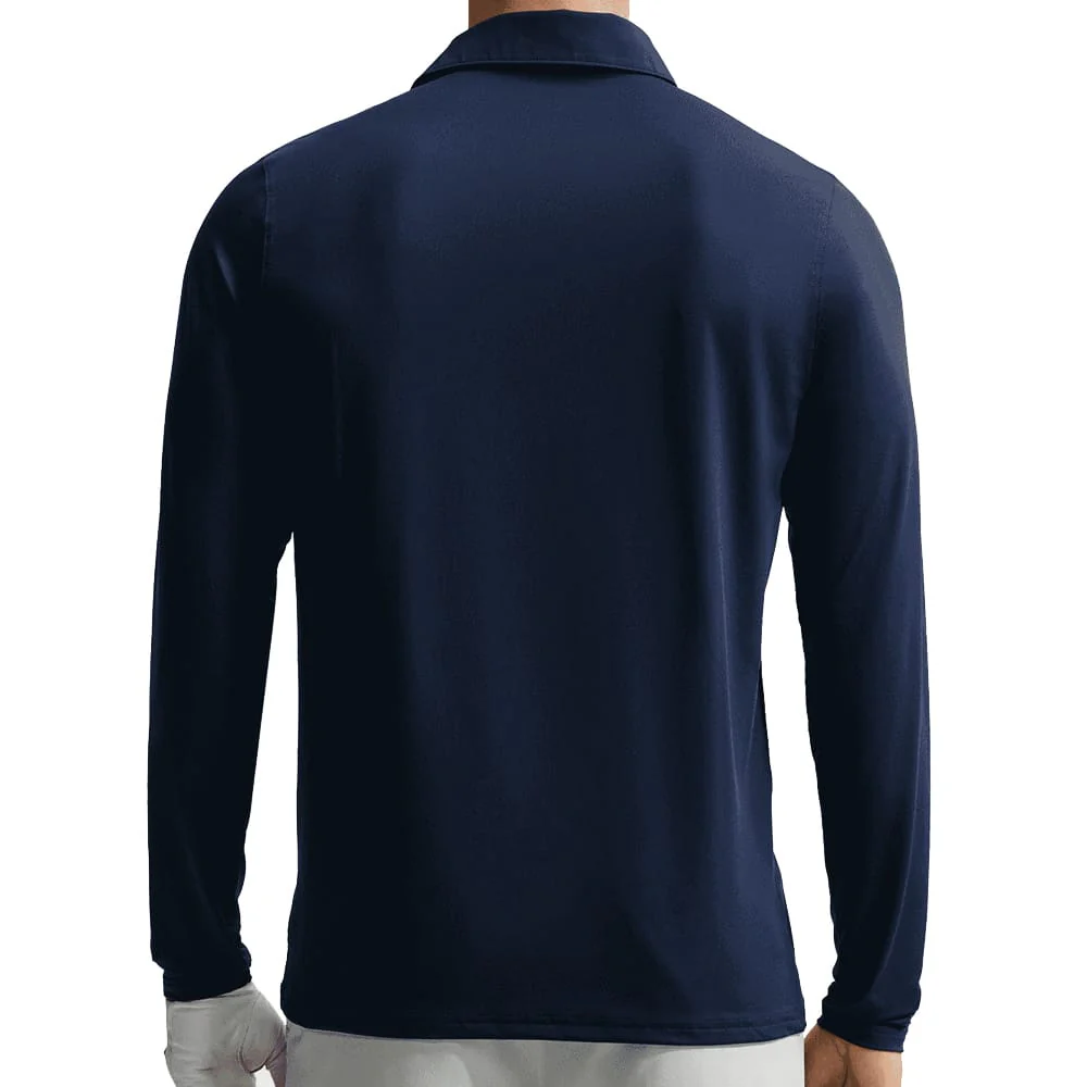 Nike Dri-Fit Velocity Long Sleeve Polo Shirt - College Navy/White - Image 4