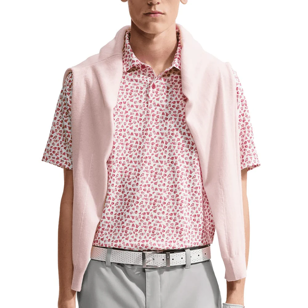 Nike Dri-Fit Velocity Micro-Print Polo Shirt - Gym Red/White - Image 4