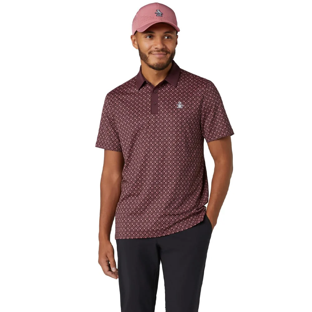 Original Penguin Pete's Check Print Block Polo Shirt - Mauve Wine - Image 6