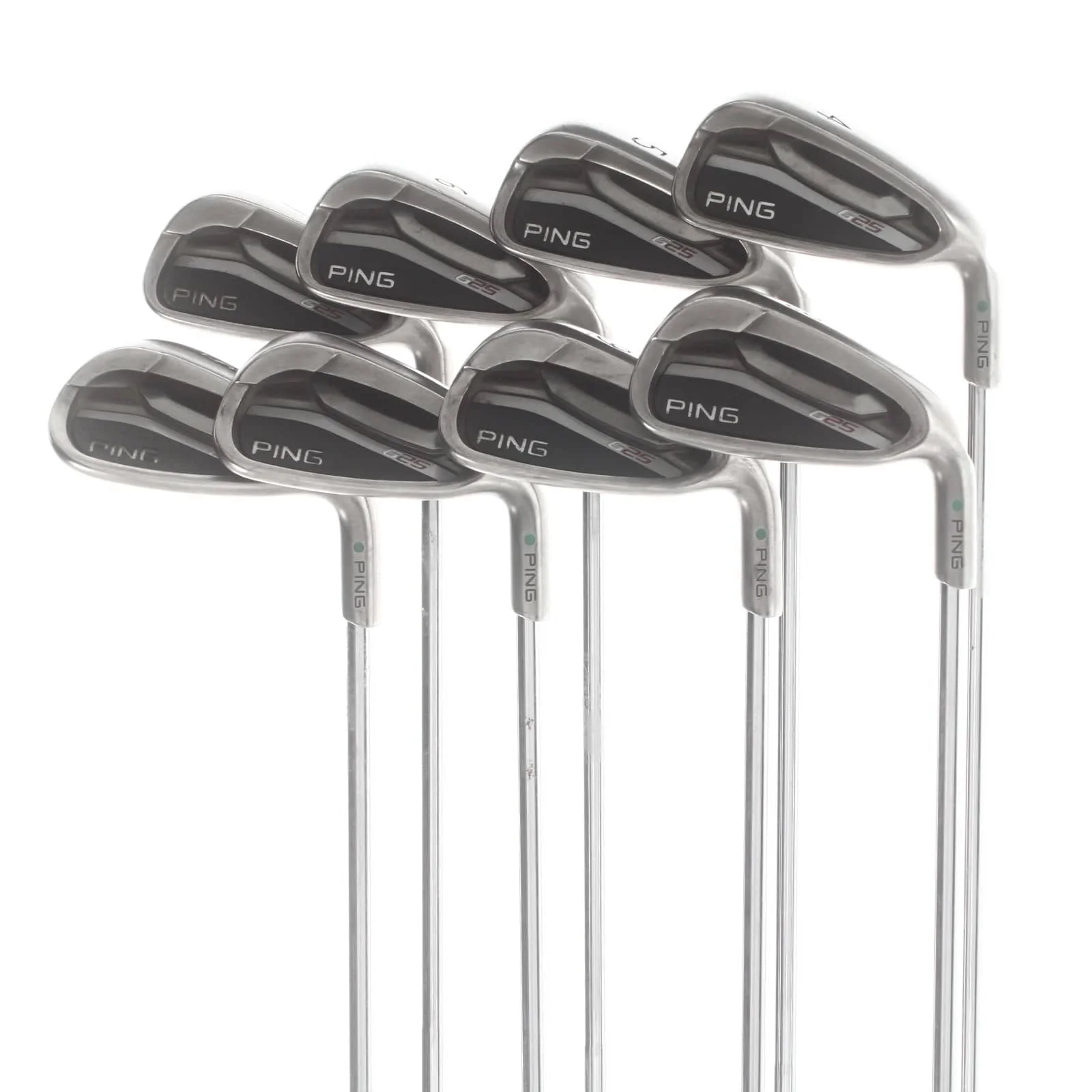Ping G25 Steel Mens Right Hand Irons 4-SW Green Dot 2.25* Upright Regular - Ping CFS