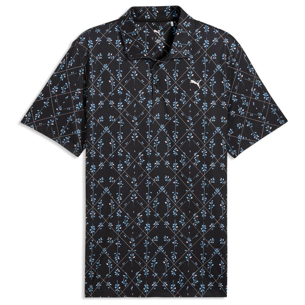 Puma Cloudspun Argyle Bloom Polo Shirt - Puma Black/Rose Blossom