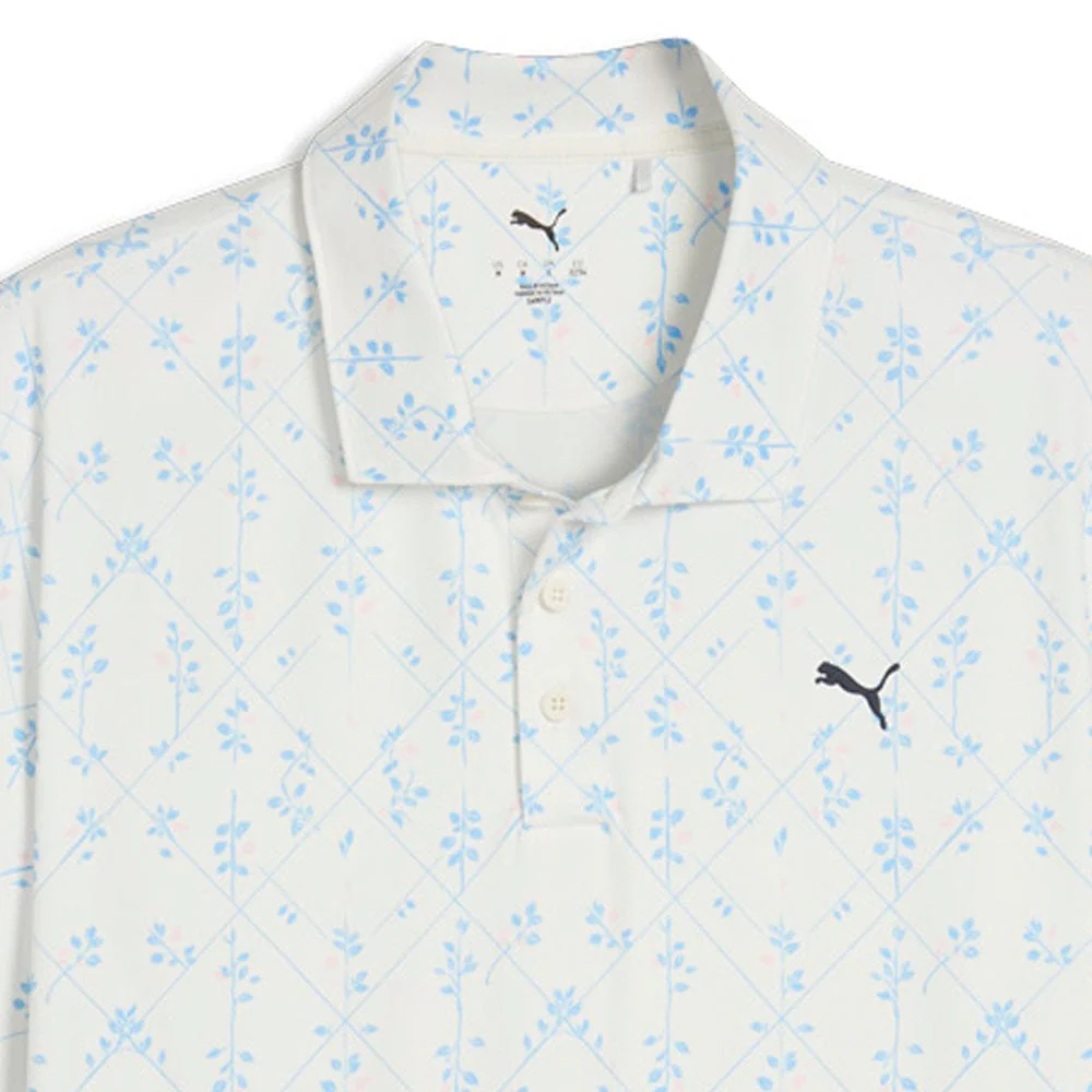 Puma Cloudspun Argyle Bloom Polo Shirt - Warm White/Team Light Blue - Image 3
