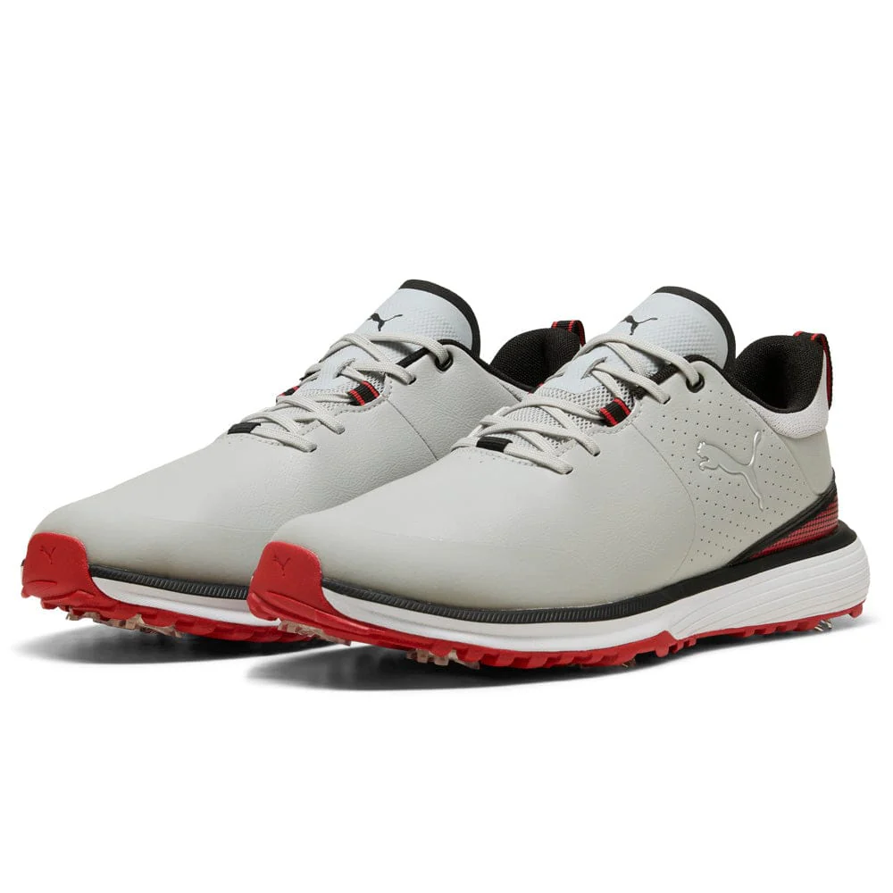 Puma Fusion Grip ST Waterproof Spiked Shoes - Ash Gray/Puma Black/Candy Apple - Image 6