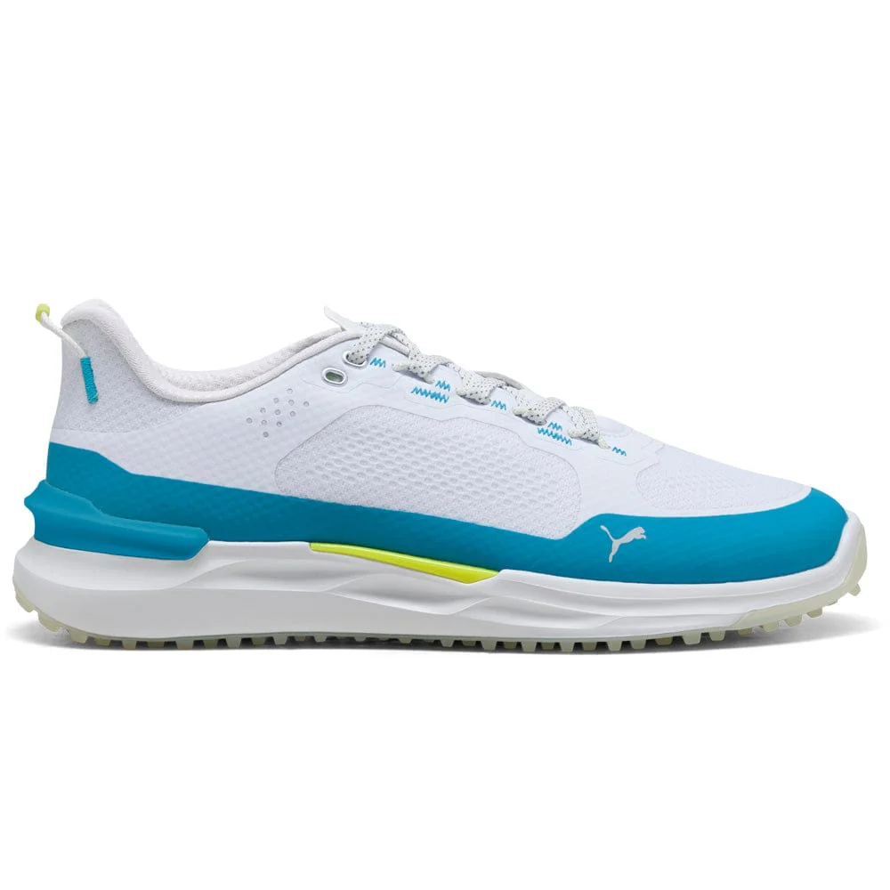 Puma IGNITE Elevate X Waterproof Spikeless Shoes - Puma White/Speed Blue/Apple Spritz