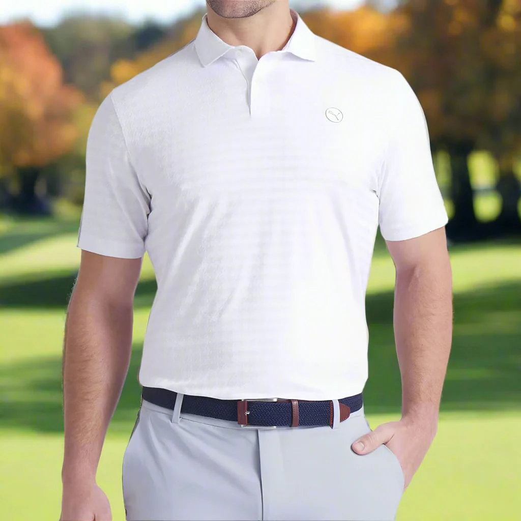 Puma MATTR Houndstooth Polo Shirt - White Glow - Image 6