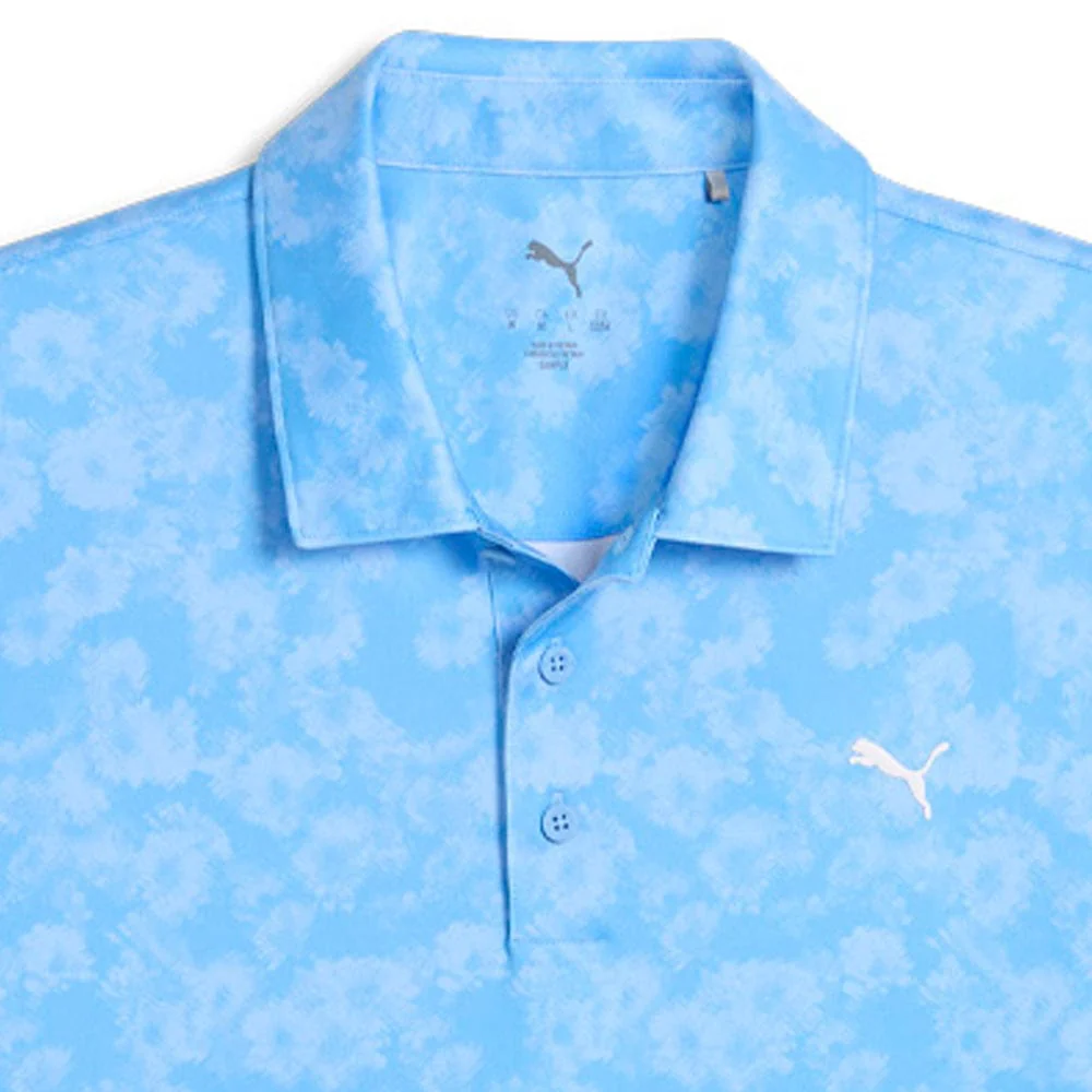Puma Pure 2.0 Floral Polo Shirt - Team Light Blue - Image 4