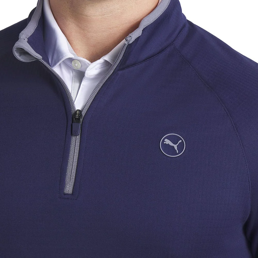 Puma Waffle Fleece 1/4 Zip Pullover - Deep Navy - Image 3