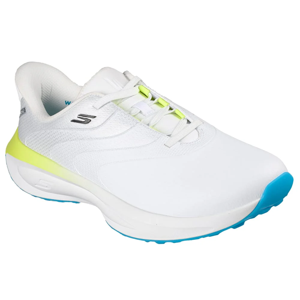 Skechers Flow Slip Ins Spikeless Waterproof Shoes - White/Blue/Lime - Image 3