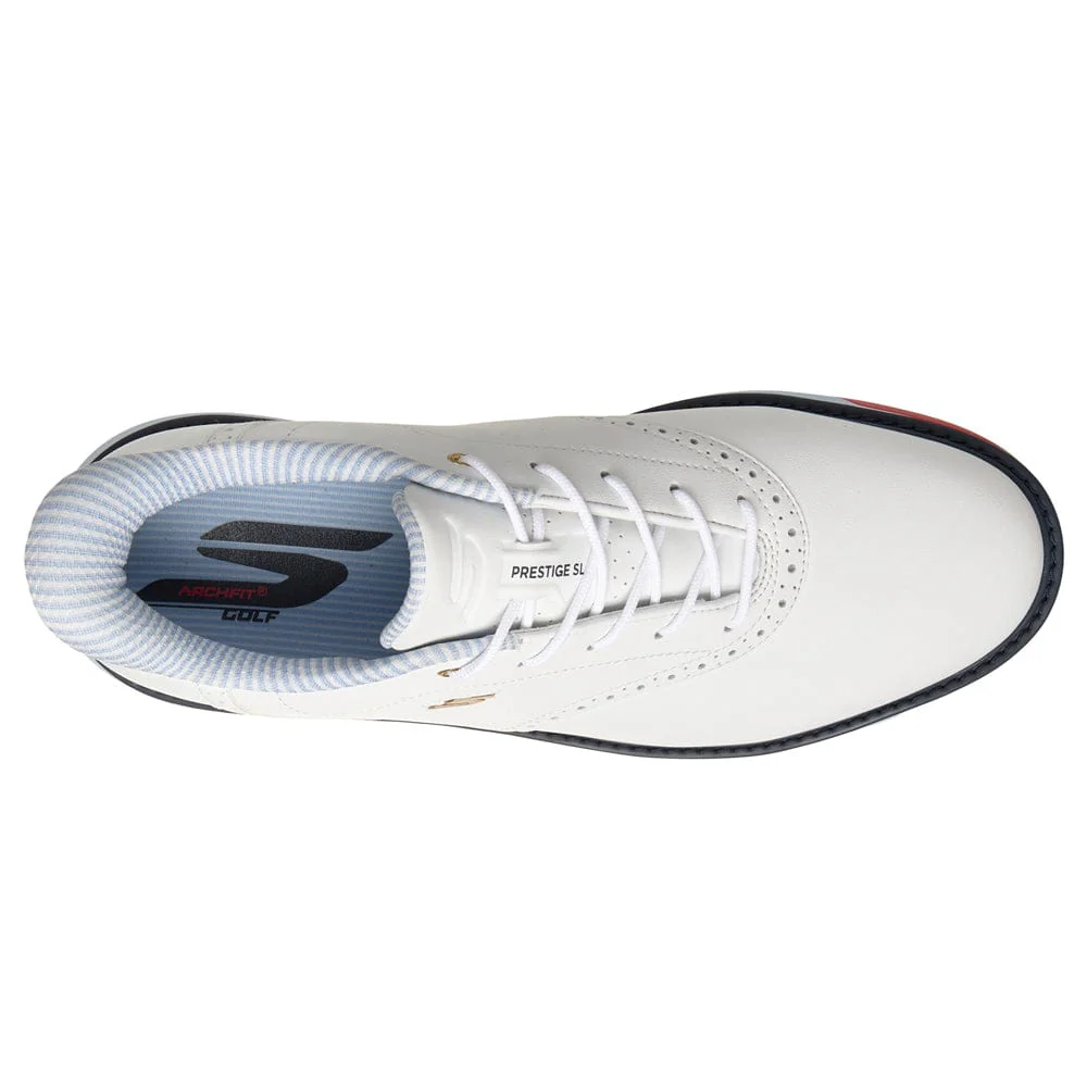 Skechers Slip Ins Go Golf Prestige Spikeless Waterproof Shoes - White/Navy/Red - Image 4
