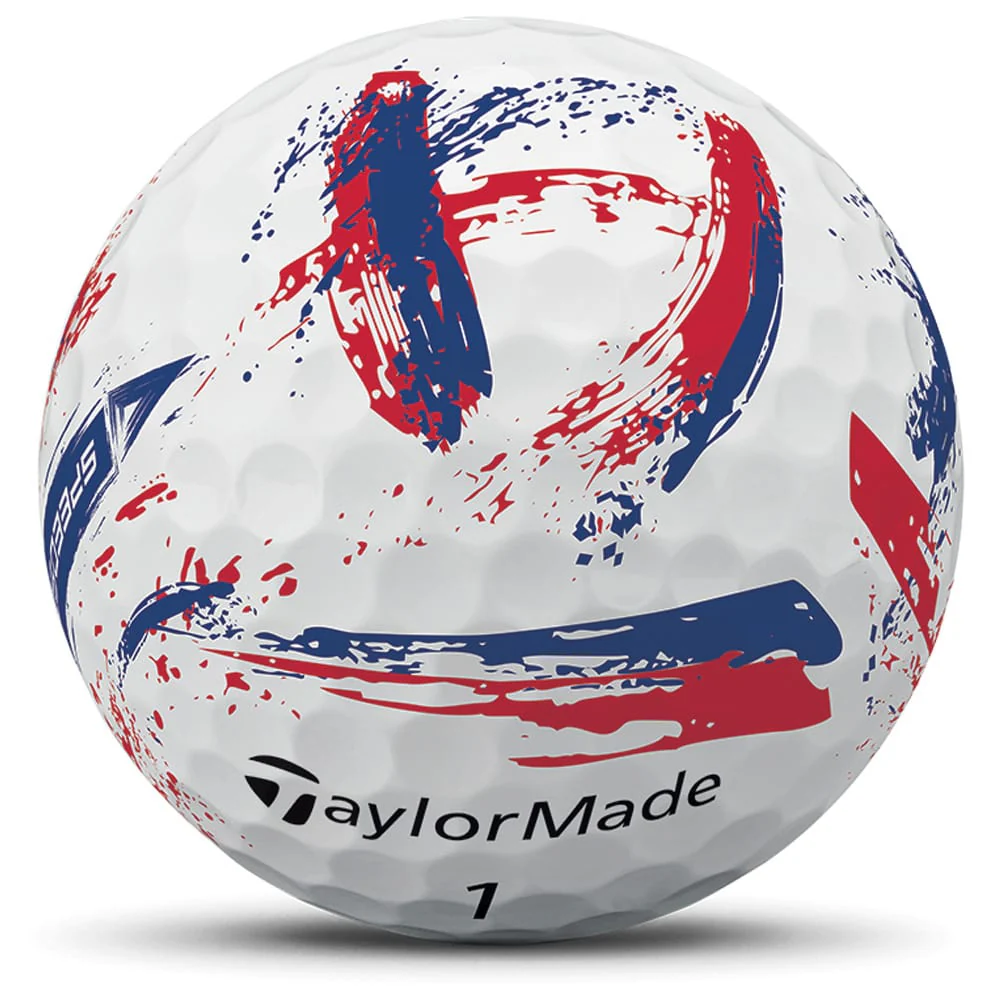 TaylorMade SpeedSoft Ink Golf Balls - White/Blue/Red - 12 Pack - Image 6
