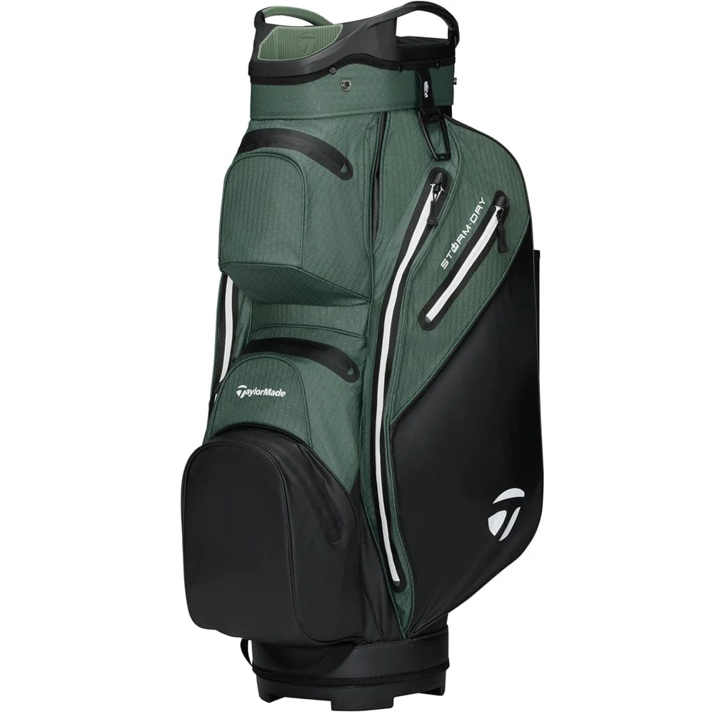 TaylorMade Storm Dry Waterproof Cart Bag - Black/Dark Sage