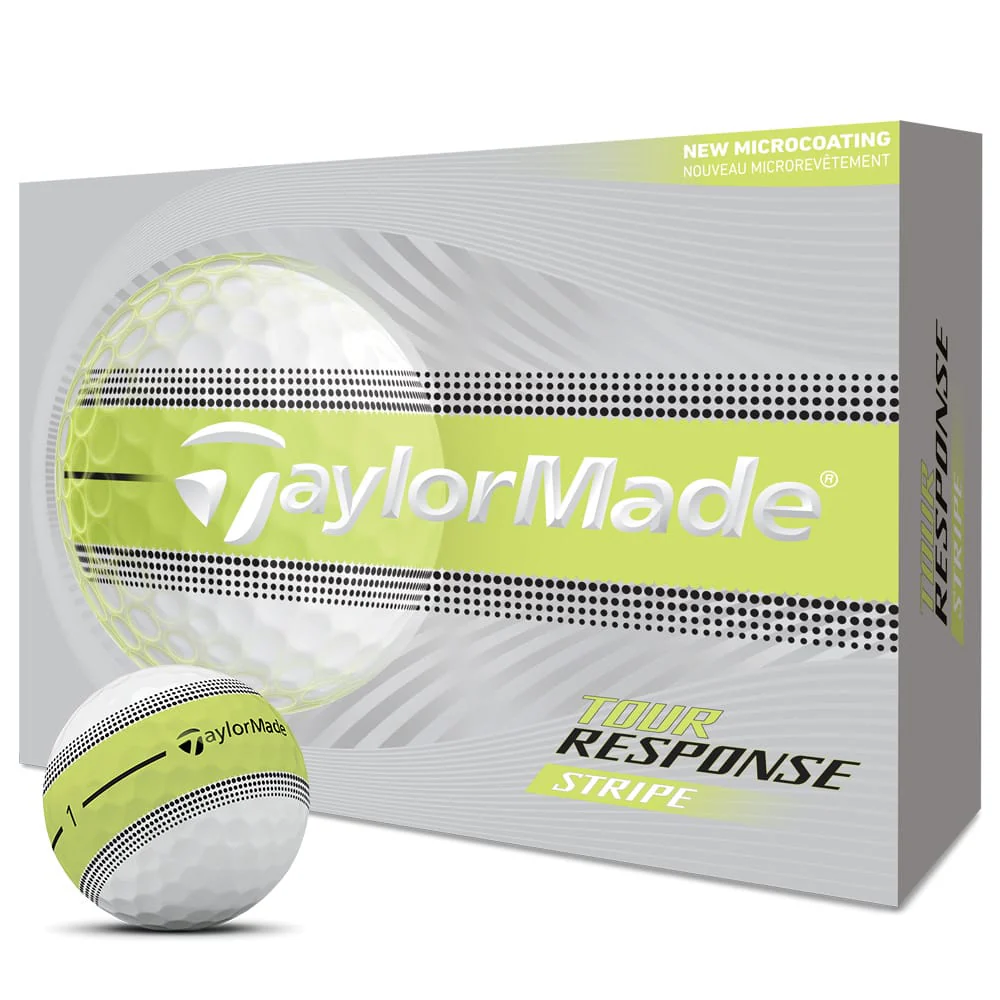 TaylorMade Tour Response Stripe Golf Balls - Neon Yellow - 12 Pack