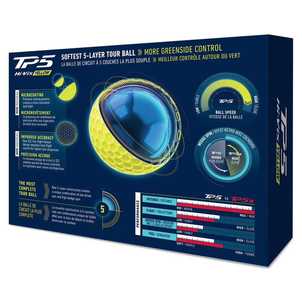 TaylorMade TP5 Golf Balls - Yellow - 12 Pack - Image 4