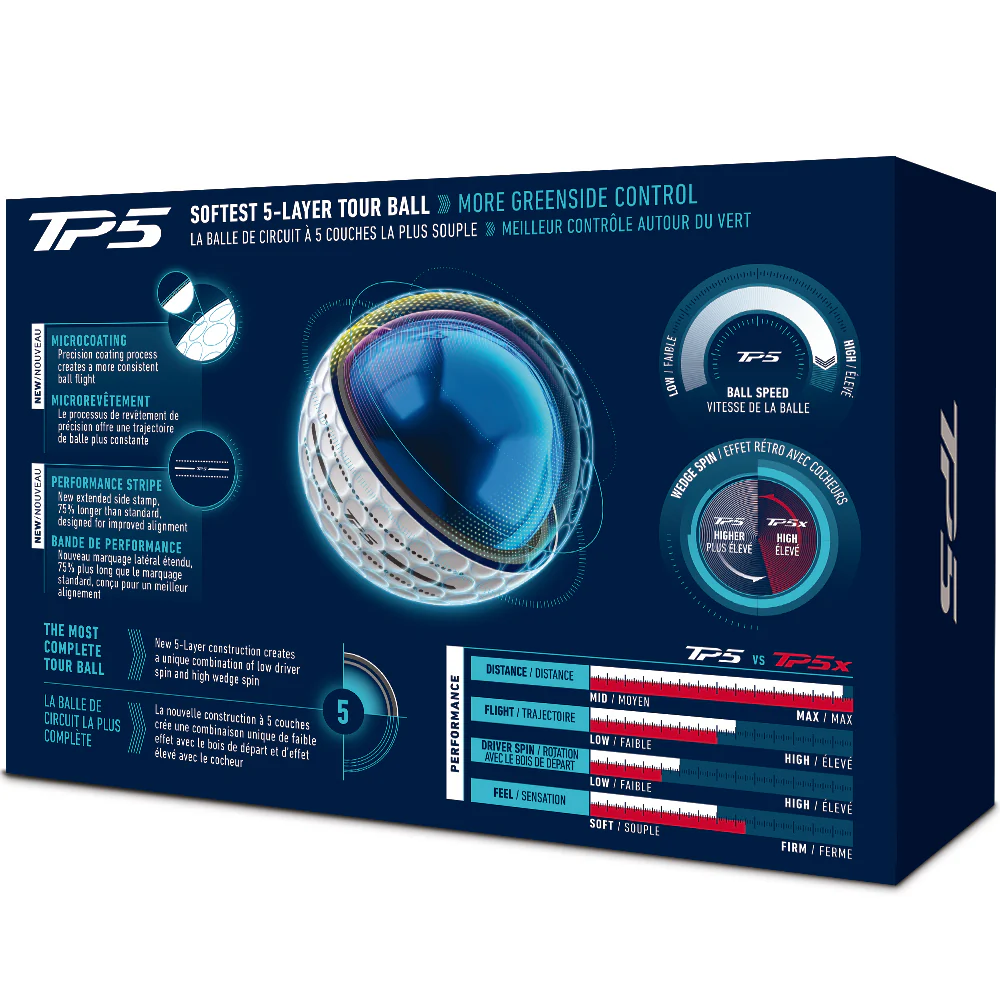TaylorMade TP5 Tour Performance Stripe Golf Balls - White (6 Ball Pack) - Image 5