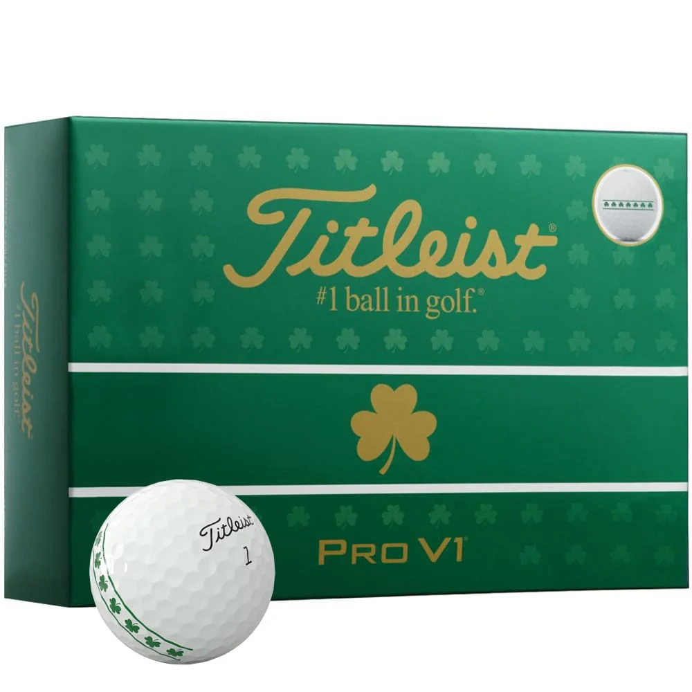 Titleist Pro V1 Ltd Edition Golf Balls - White/Shamrock - 12 Pack