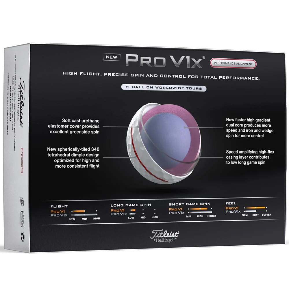 Titleist Pro V1x AIM Performance Alignment Golf Balls - Red - 12 Pack - Image 9