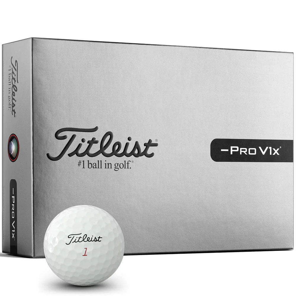 Titleist Pro V1x Left Dash Enhanced Alignment Golf Balls - White - 12 Pack