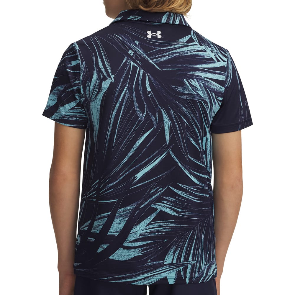 Under Armour Boys Matchplay Printed Polo Shirt - Midnight Navy/Blue Haze/White - Image 4