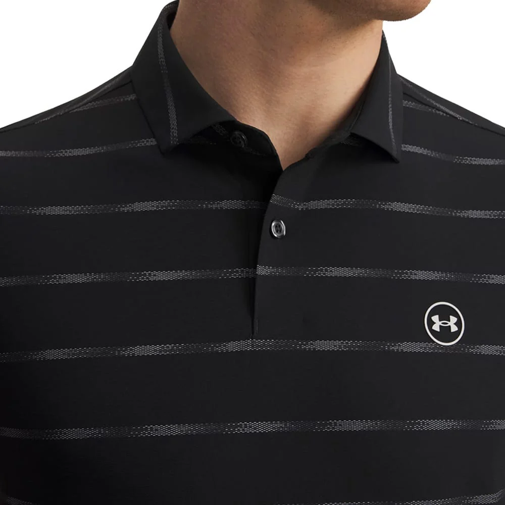 Under Armour Drive Chill Printed Polo Shirt - Black/Castlerock/Halo Gray - Image 3