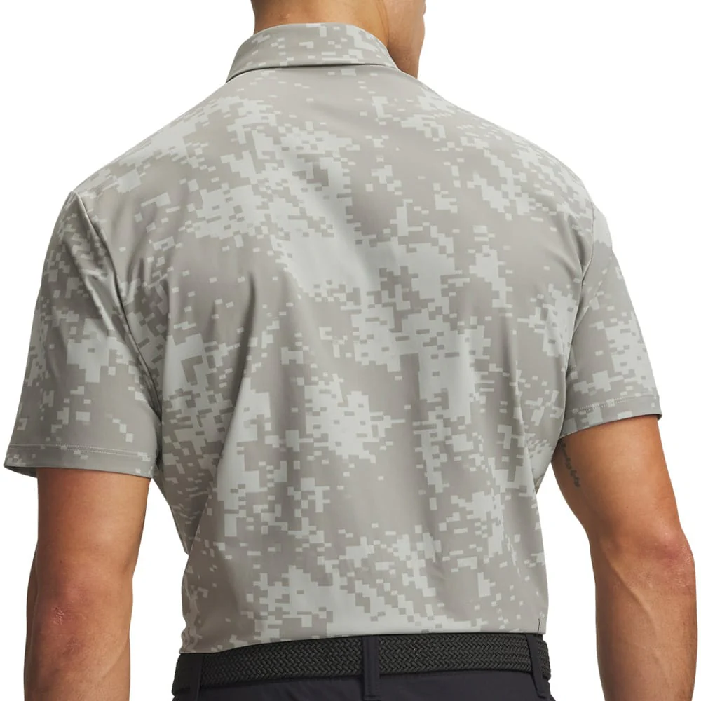 Under Armour Drive Chill Printed Polo Shirt - Titanium/Clay Green/Black - Image 2
