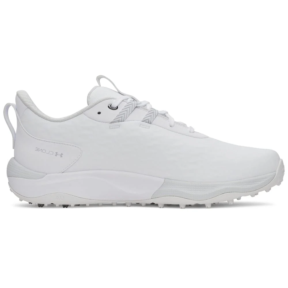 Under Armour Drive Pro Clone Waterproof Spikeless Shoes - White/White/Metallic Silver - Image 3