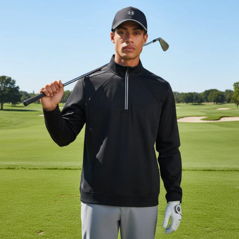 Under Armour Drive Wind 1/2 Zip Top - Black/Black/White - Image 3