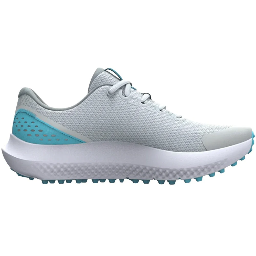 Under Armour Junior Surge Golf Spikeless Shoes - Halo Gray/Fresco Blue/Metallic Silver - Image 4