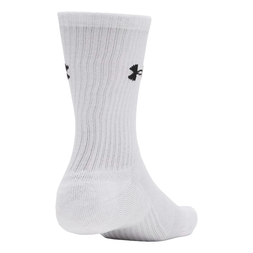 Under Armour Performance Cotton 3-Pack Crew Socks - White/Black/Grey - Image 3